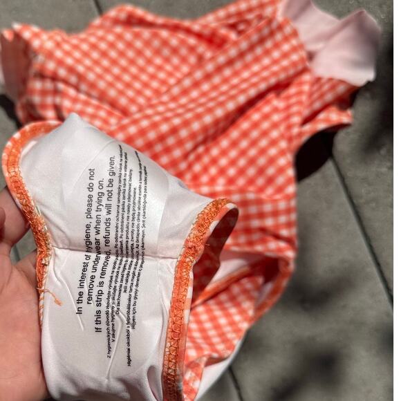 Double Zero Orange Gingham Swimsuit Cottagecore Fairy Milkmaid Beach - Picture 3 of 3